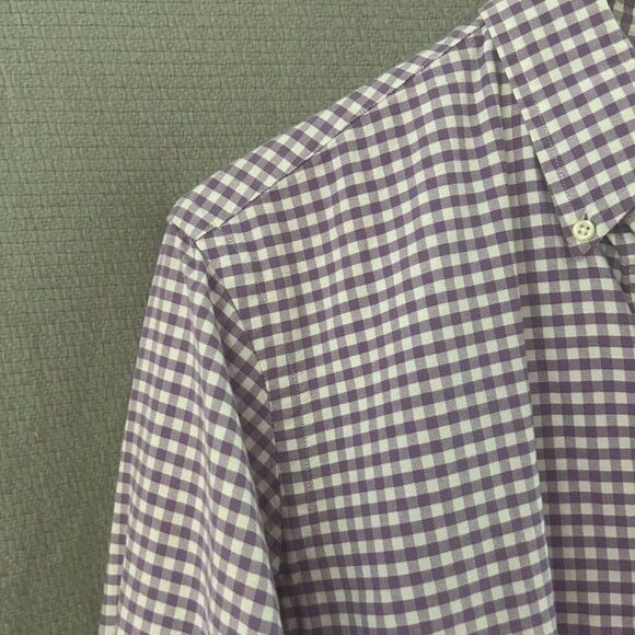 Ralph Lauren Medium Long Sleeve‎ Button Front Shirt Purple White Plaid Collared - Picture 4 of 9